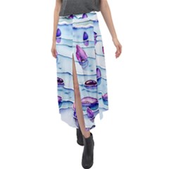 Water Tide Gemstone Velour Split Maxi Skirt by pakminggu