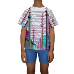 Poles Wires Kids  Short Sleeve Swimwear by uniart180623