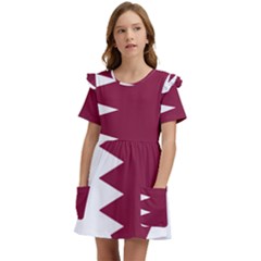 Heart-love-flag-qatar Kids  Frilly Sleeves Pocket Dress by Bedest