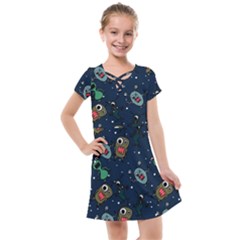 Monster Alien Pattern Seamless Background Kids  Cross Web Dress by pakminggu