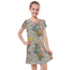 Vintage World Map Kids  Cross Web Dress by pakminggu