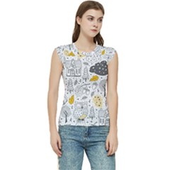 Doodle Seamless Pattern With Autumn Elements Women s Raglan Cap Sleeve T-shirt by pakminggu