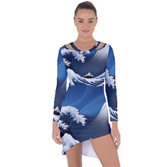 The Great Wave Off Kanagawa Asymmetric Cut-out Shift Dress by pakminggu