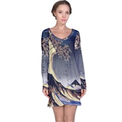 The Great Wave Off Kanagawa Japan Japanese Waves Long Sleeve Nightdress by pakminggu