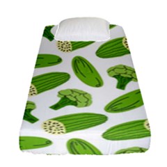 Vegetable Pattern With Composition Broccoli Fitted Sheet (single Size) by pakminggu