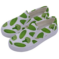 Vegetable Pattern With Composition Broccoli Kids  Canvas Slip Ons by pakminggu