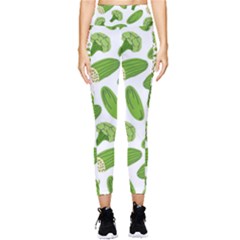 Vegetable Pattern With Composition Broccoli Pocket Leggings  by pakminggu