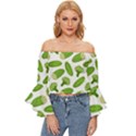 Vegetable Pattern With Composition Broccoli Off Shoulder Flutter Bell Sleeve Top View1