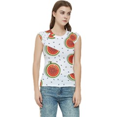 Seamless Background Pattern With Watermelon Slices Women s Raglan Cap Sleeve T-shirt by pakminggu