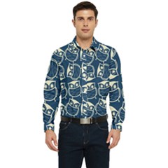 Cute Seamless Owl Background Pattern Men s Long Sleeve  Shirt by Bedest