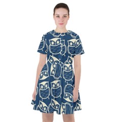 Cute Seamless Owl Background Pattern Sailor Dress by Bedest