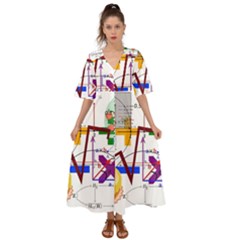 Mathematics Formula Physics School Kimono Sleeve Boho Dress by Bedest