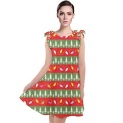 Christmas-papers-red-and-green Tie Up Tunic Dress by Bedest