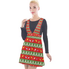 Christmas-papers-red-and-green Plunge Pinafore Velour Dress by Bedest