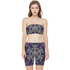 Flowers Of Diamonds In Harmony And Structures Of Love Stretch Shorts And Tube Top Set by pepitasart