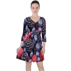 Berries-01 Quarter Sleeve Ruffle Waist Dress by nateshop