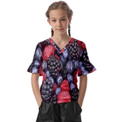 Berries-01 Kids  V-neck Horn Sleeve Blouse by nateshop