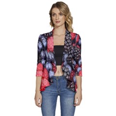 Berries-01 Women s 3/4 Sleeve Ruffle Edge Open Front Jacket by nateshop