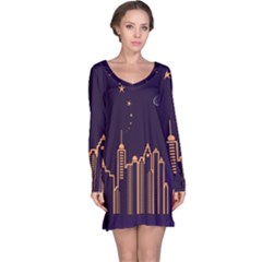 Skyscraper Town Urban Towers Long Sleeve Nightdress by pakminggu