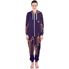 Skyscraper Town Urban Towers Hooded Jumpsuit (ladies) by pakminggu