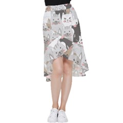 Cute Cats Seamless Pattern Frill Hi Low Chiffon Skirt by pakminggu