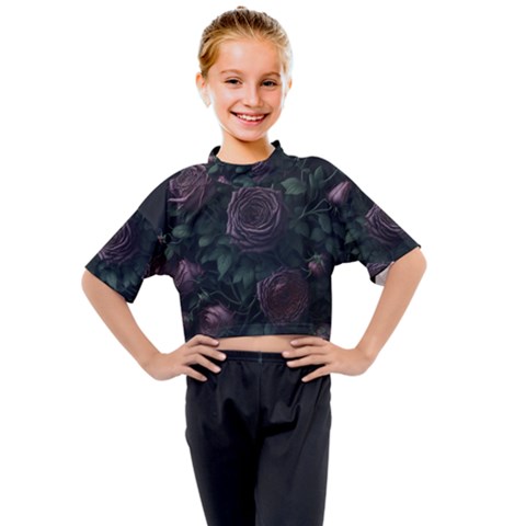 Rose Flower Plant Kids Mock Neck T-shirt by pakminggu