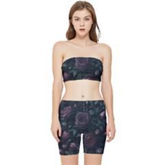 Rose Flower Plant Stretch Shorts And Tube Top Set by pakminggu