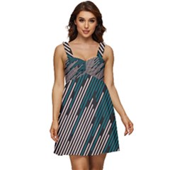 Abstract Diagonal Striped Lines Pattern Ruffle Strap Babydoll Chiffon Dress by pakminggu