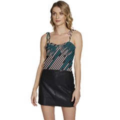 Abstract Diagonal Striped Lines Pattern Flowy Camisole Tie Up Top by pakminggu