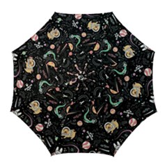 Cat And Dog Space Pattern Golf Umbrellas by pakminggu