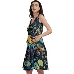 Alien Ocket Space Aesthetic Pattern Sleeveless V-neck Skater Dress With Pockets by pakminggu