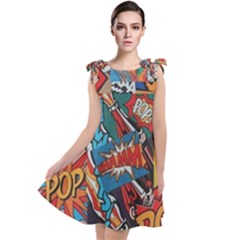 Comic Cartoon Pattern Tie Up Tunic Dress by pakminggu