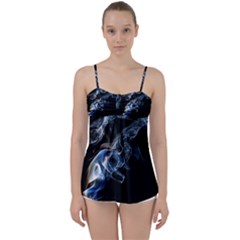 Smoke-flame-dynamic-wave-motion Babydoll Tankini Top by Cowasu