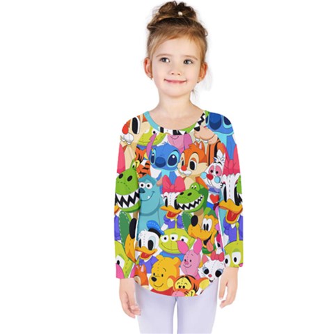 Illustration Cartoon Character Animal Cute Kids  Long Sleeve T-shirt by Cowasu