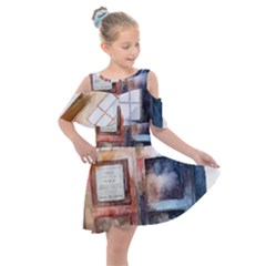 Tardis Doctor Who Transparent Kids  Shoulder Cutout Chiffon Dress by Cowasu