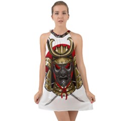 Samurai Katana Warrior Halter Tie Back Chiffon Dress by Cowasu