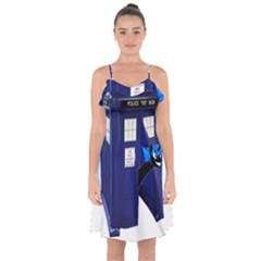 Tardis-doctor-who Ruffle Detail Chiffon Dress by Cowasu