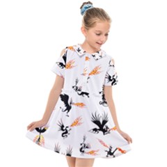 Dragon-phoenix-fire-bird-ancient Kids  Short Sleeve Shirt Dress by Cowasu