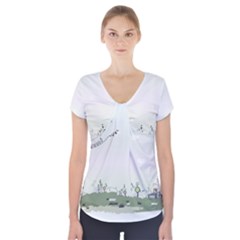 Abstract-background-children Short Sleeve Front Detail Top by Cowasu