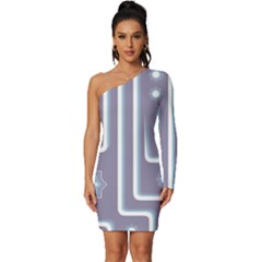 Pattern-non-seamless-background Long Sleeve One Shoulder Mini Dress by Cowasu