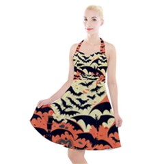 Bat Pattern Halter Party Swing Dress  by Valentinaart