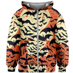 Bat Pattern Kids  Zipper Hoodie Without Drawstring by Valentinaart