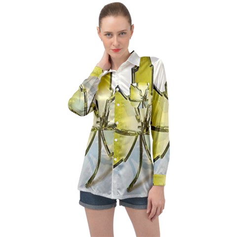 Life Is Beautiful And Green Long Sleeve Satin Shirt by Humidesigner786