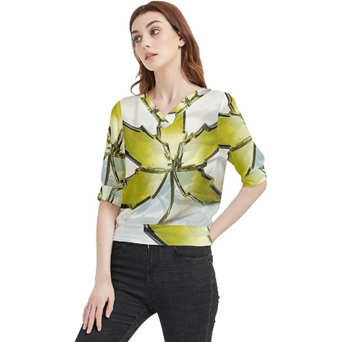 Life Is Beautiful And Green Quarter Sleeve Blouse by Humidesigner786