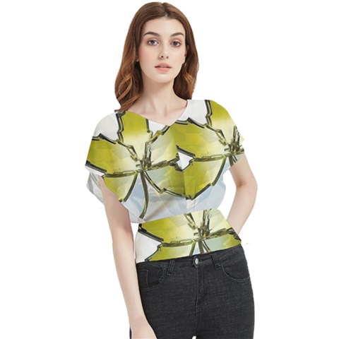 Life Is Beautiful And Green Butterfly Chiffon Blouse by Humidesigner786