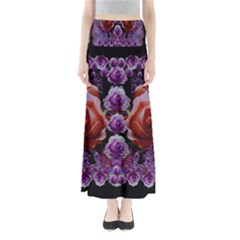 Night So Peaceful In The World Of Roses Full Length Maxi Skirt by pepitasart