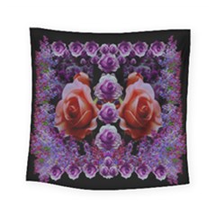 Night So Peaceful In The World Of Roses Square Tapestry (small) by pepitasart