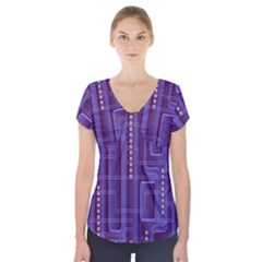 Background-non-seamless-pattern Short Sleeve Front Detail Top by Cowasu