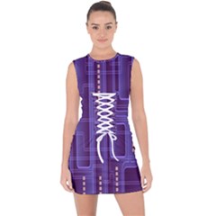 Background-non-seamless-pattern Lace Up Front Bodycon Dress by Cowasu