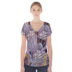 Abstract-drawing-design-modern Short Sleeve Front Detail Top by Cowasu